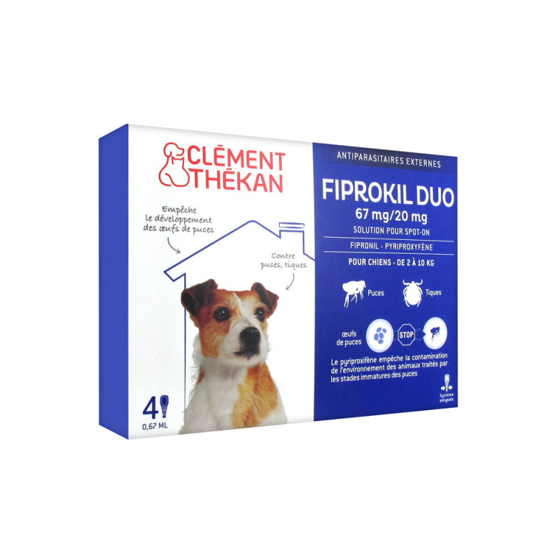 Clément Thékan Fiprokil Duo 67 mg/20 mg Chien  - 4 Pipettes
