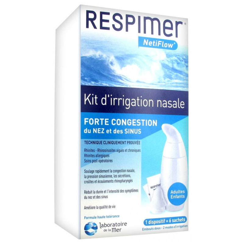 Respimer netiflow kit d'irrigation nasale - 1 dispositif + 6 sachets