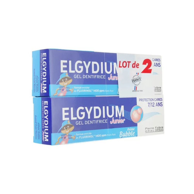 Elgydium Junior Gel Dentifrice Bubble Gum - 2x50 ml