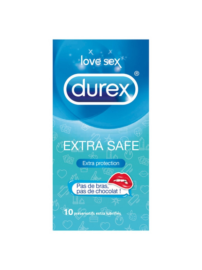 Durex Extra Safe - 10 Préservatifs Extra-Lubrifiés