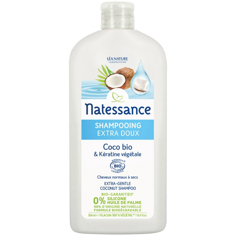 Natessance Shampooing Extra Doux Coco Bio et Kératine Végétale - 500ml
