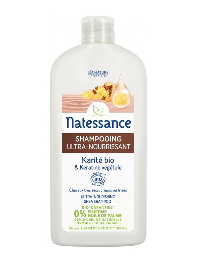 Natessance Shampooing Ultra-Nourrissant Karité Bio et Kératine Végétale - 500 ml