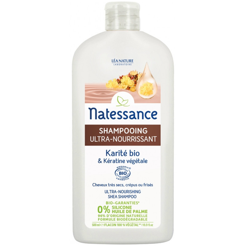 Natessance Shampooing Ultra-Nourrissant Karité Bio et Kératine Végétale - 500 ml