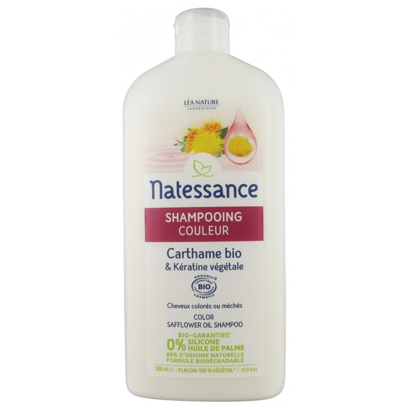 Natessance Shampoing Couleur Carthame Bio & Kératine Végétale - 500 ml