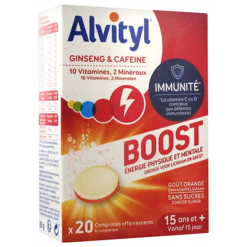 Urgo Alvityl Boost Ginseng et Caféine - 20 Comprimés Effervescents