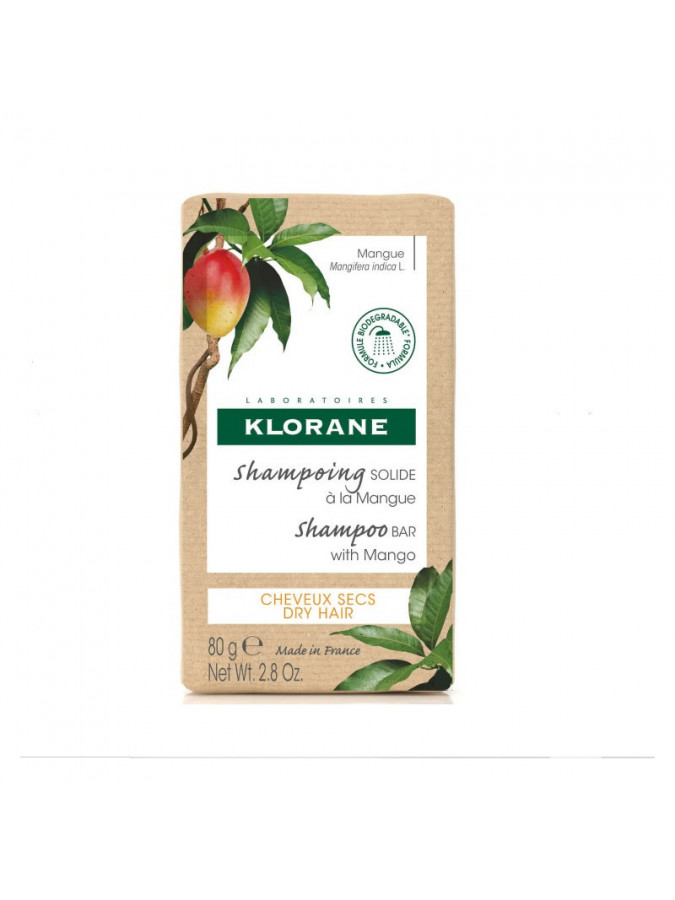 Klorane Shampoing solide Mangue pour cheveux secs - 80g
