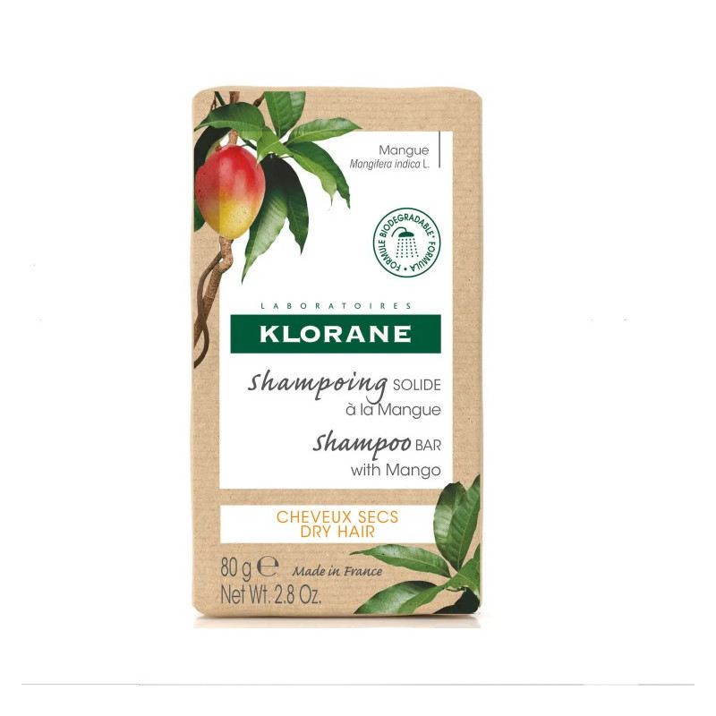 Klorane Shampoing solide Mangue pour cheveux secs - 80g