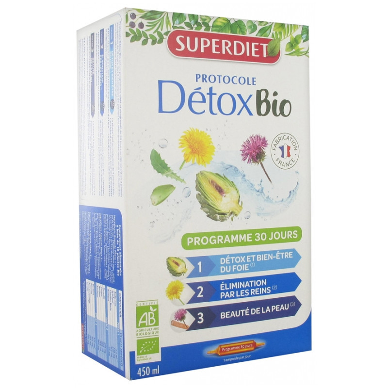 Superdiet Protocole Détox Bio - 30 Ampoules