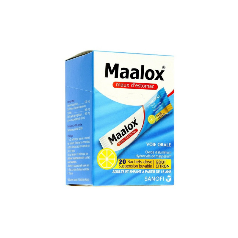 MAALOX MAUX D’ESTOMAC HYDROXYDE D’ALUMINIUM/ HYDROXYDE DE MAGNESIUM 460 mg/ 400 mg, suspension buvable en sachet-dose - 20 sache