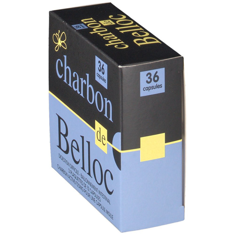 Charbon De Belloc 125mg Digestion Difficile Ballonnement Intestinal 60  Capsules Molles