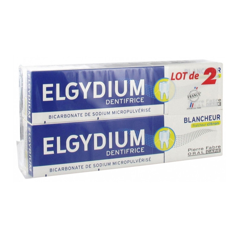 Elgydium Dentifrice Blancheur Fraîcheur Citron - Lot de 2 x 75 ml