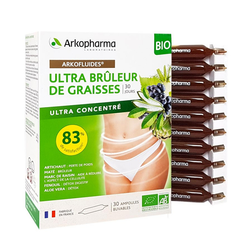 Arkofluide Bio Ultra Brûleur de Graisses Vegan - 30 Ampoules