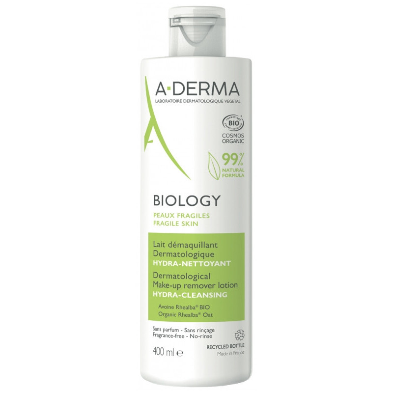 A-DERMA Biology Lait Démaquillant Dermatologique Bio - 400 ml