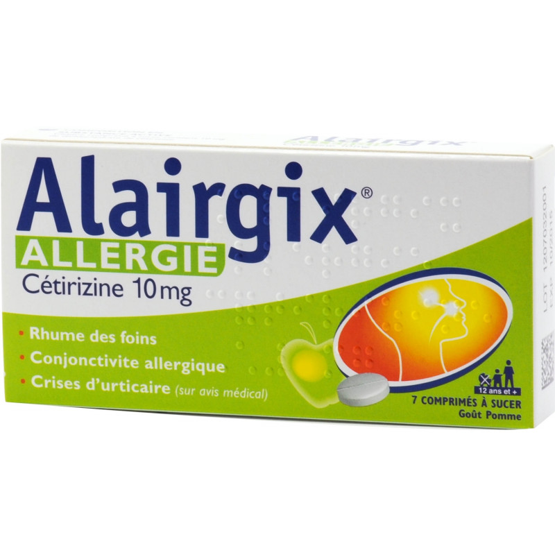 ALAIRGIX ALLERGIE CETIRIZINE 10 mg, comprimé à sucer sécable - 7 comprimés