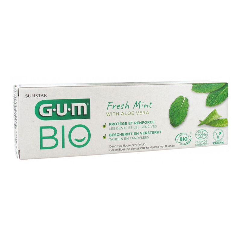 GUM Dentifrice Menthe Fraîche Aloe Vera Bio - 75 ml