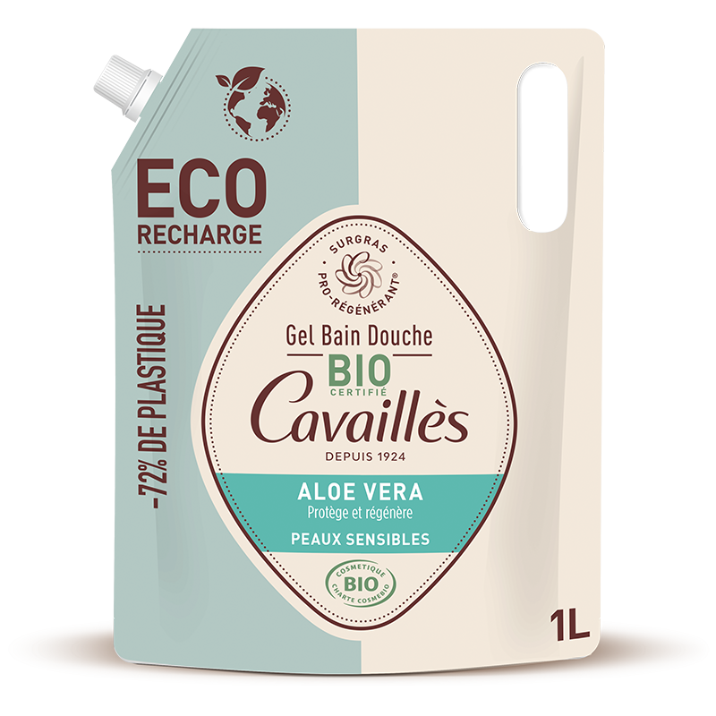 ROGE CAVAILLES Eco-Recharge Gel Bain Douche Certifié Bio Aloé Véra - 1L