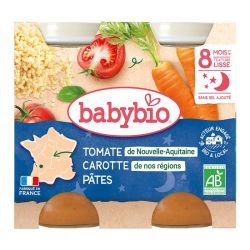 Babybio - Menus Du Soir Tomate de Nouvelle-Aquitaine Carotte de nos régions Pâtes - Petits pots 2x200g