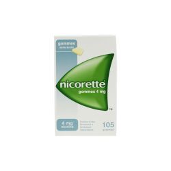 NICORETTE 4 mg SANS SUCRE, gomme à mâcher médicamenteuse édulcorée au sorbitol - 105 gommes