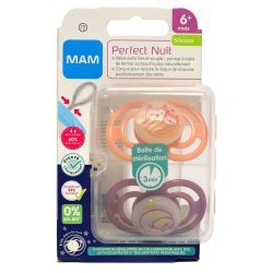 Mam Sucettes Perfect Nuit Silicone 6 Mois et + - 2 unités