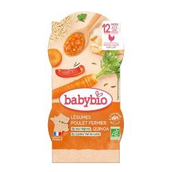 Babybio - Menus Légumes Poulet fermier de nos Régions Quinoa du Centre-Val de Loire - Bols 2x200g