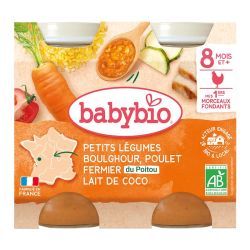 Menus Petits Légumes Boulghour Poulet fermier du Poitou Lait de coco - 2x200g