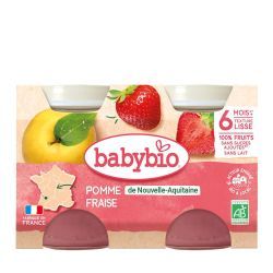 Babybio - Fruits Pomme de Nouvelle-Aquitaine & Fraise - Petits pots 2x130g