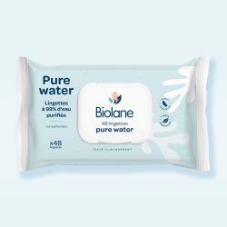 -Lingettes bébé Nettoyantes Corps et Siège Peaux Sensibles Pure Water - 48 lingettes