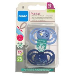 MAM Perfect Sucettes en silicone 18m+ - Lot de 2 - Coloris aléatoire