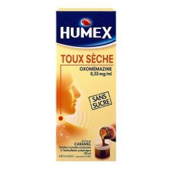 HUMEX TOUX SECHE OXOMEMAZINE 0,33 mg/ml SANS SUCRE, solution buvable édulcorée à l'acésulfame potassique  Oxomémazine - 150ml