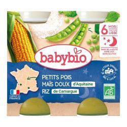 Menus Du Soir Petits pois Maïs doux d'Aquitaine Riz de Camargue - 2x200g