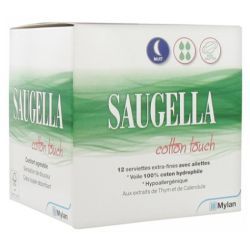 Saugella Cotton Touch Serviettes hygiéniques nuit - 12 serviettes