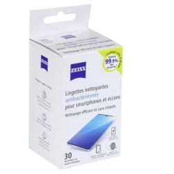 Lingettes nettoyantes antibactériennes pour smartphones et écrans - 30 unités