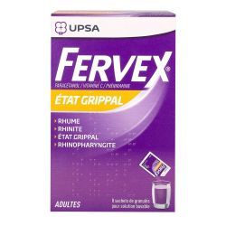 FERVEX ETAT GRIPPAL PARACETAMOL/VITAMINE C/PHENIRAMINE ADULTES, granulés pour solution buvable en sachet  Encadré - 8 sachets