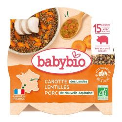 Menus Carotte des Landes Lentilles Porc de Nouvelle-Aquitaine - Assiette 260g