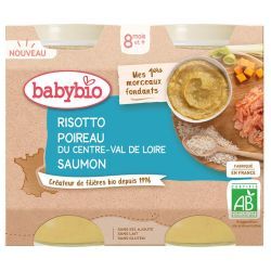 Babybio - Menus Risotto Poireau du Centre-Val de Loire Saumon - Pots 2x200g