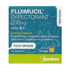 FLUIMUCIL EXPECTORANT ACETYLCYSTEINE 200 mg ADULTES, granulés pour solution buvable en sachet - 18 sachets