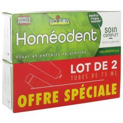 Boiron Homéodent Soin Complet Dents et Gencives  Arôme : Chlorophylle - Lot de 2 x 75 ml