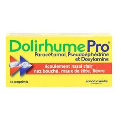 DOLIRHUMEPRO PARACETAMOL, PSEUDOEPHEDRINE ET DOXYLAMINE, 16 comprimés