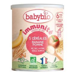 Céréales Infantiles 5 Céréales Banane Pomme Riz, Blé, Avoine, Seigle, Quinoa - 220g