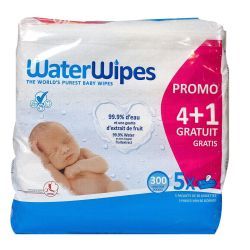 WATERWIPES Lingettes Bébé 100% naturelles - Lot de 5x60