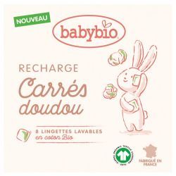 Babybio Carrés Doudou Recharge Lingettes Lavables en Coton Bio - 8 unités