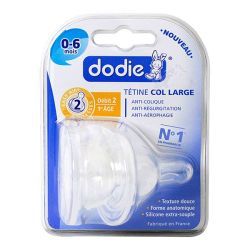 Tétine Col Large débit 2 Silicone 0-6 mois, 2 tétines