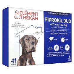 Clément Thékan Fiprokil Duo 402 mg/120 mg Chien - 4 Pipettes