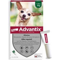 Advantix Très Petit Chien entre 1,5 et 4 kg - 4 x 0,4 ml