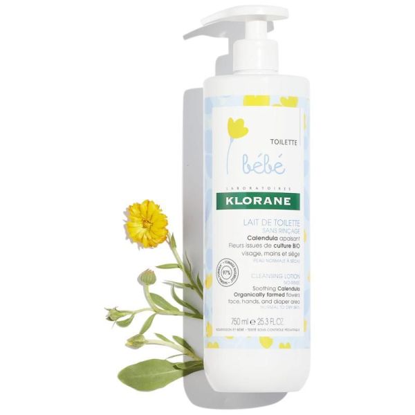 Calendula Lait nettoyant bébé sans rinçage - 750ml