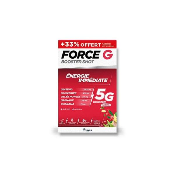 Force G Booster Shot Énergie Immédiate - 20 ampoules de 10 ml