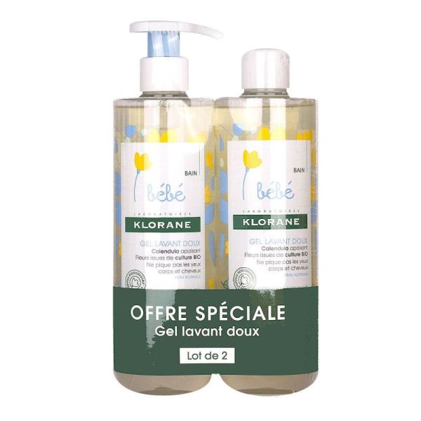 Klorane Bébé Gel Lavant Doux - Lot de 2 x 500 ml