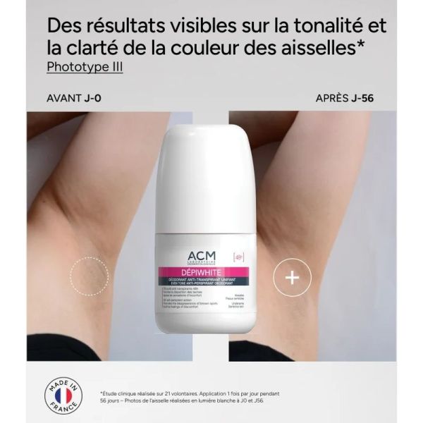 Déodorant Anti-Transpirant Unifiant 48h Roll-On Dépiwhite - 50 ml