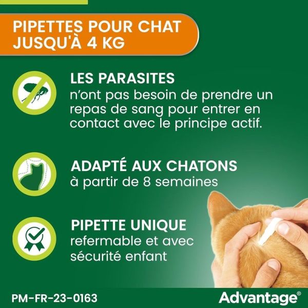 Advantage Chat & Lapin de moins de 4 kg - 4 x 0,4 ml
