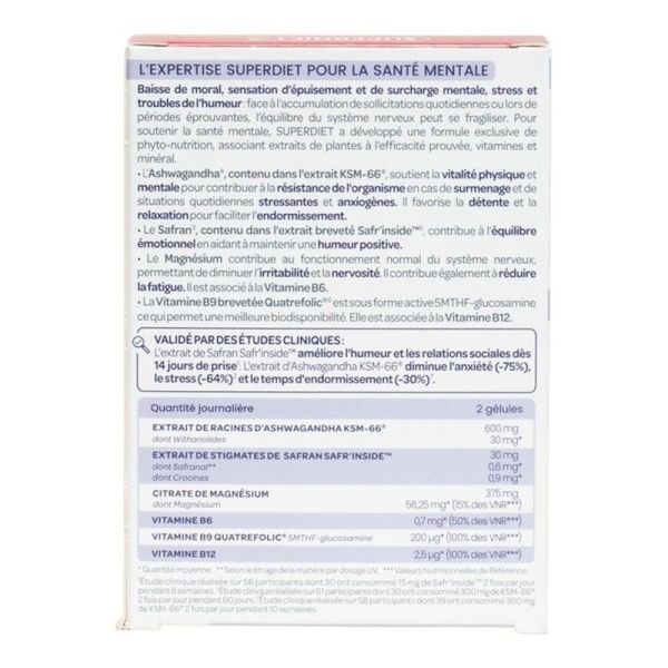 Ashwagandha Safran Santé mentale - 30 gélules
